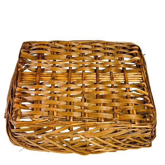 Grapevine Wicker Flower Market Basket Decorative MCM Wooden Handles Farmhouse - Picture 10 of 15